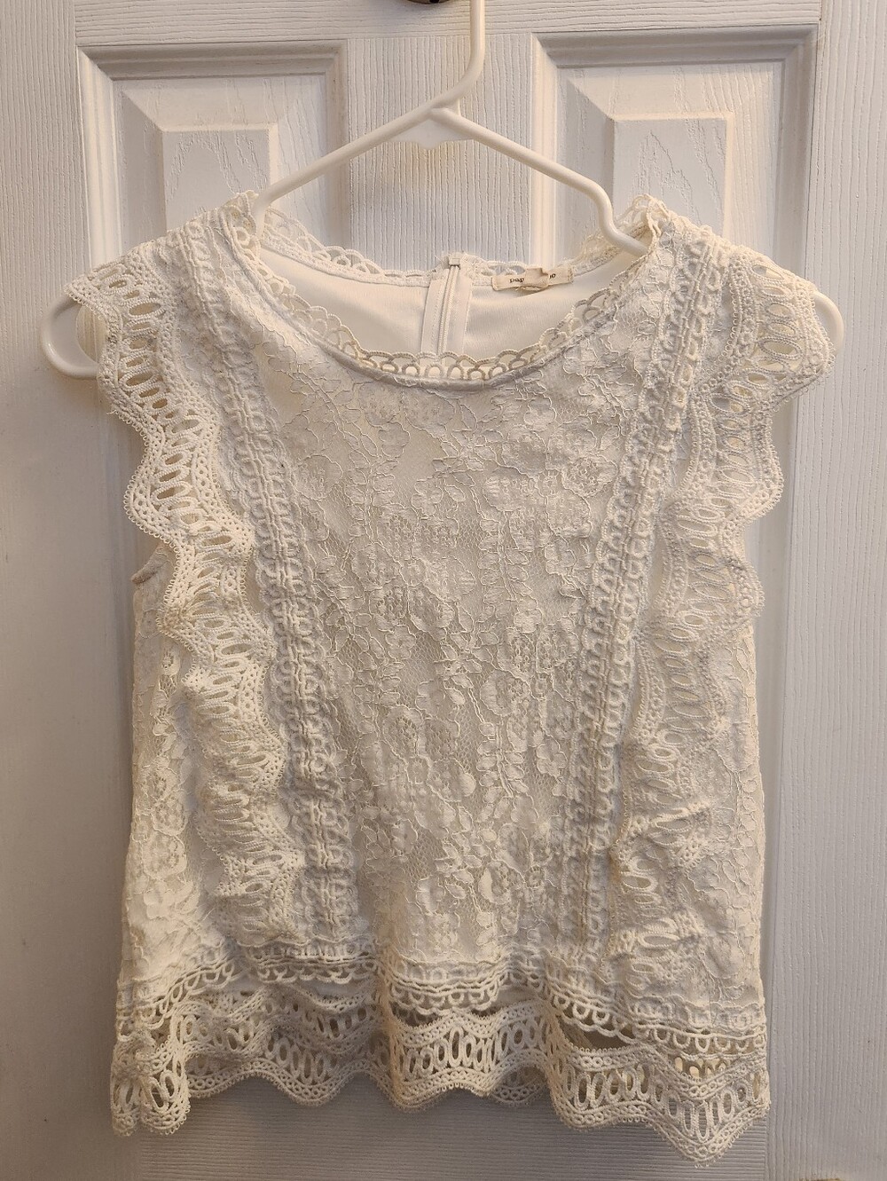 White Lace Sleeveless Blouse